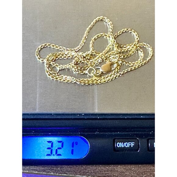 18K Solid Yellow Gold Franco Curb Box Link Chain Necklace 16 Inches 3.21 GM - Picture 4 of 5